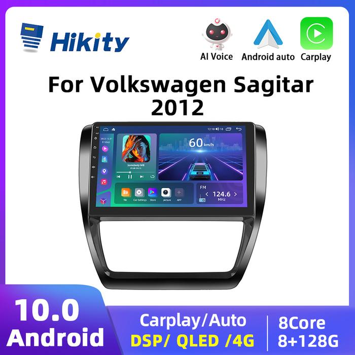 Hikity Android10 Car Radio For Volkswagen Sagitar 2012 2Din Car