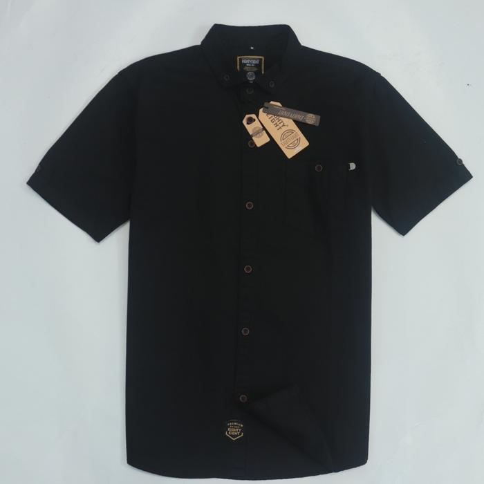 NEW Kemeja Polos TL Pendek Super Premium Black 88 P4080