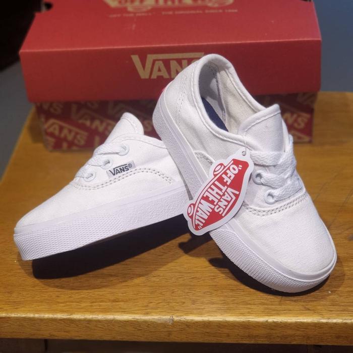 sepatu anak vans authentic full white putih polos lukis