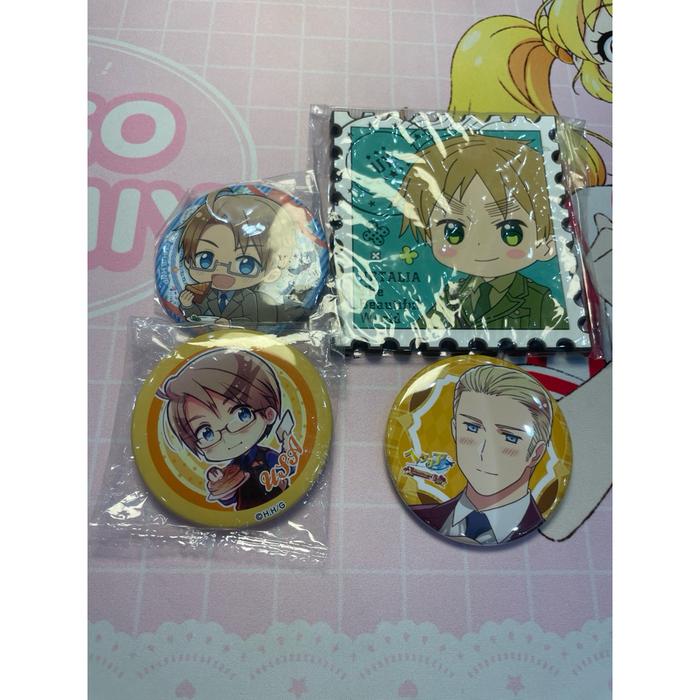 Hetalia World Stars Character Badge pin Germany Amerika Uk
