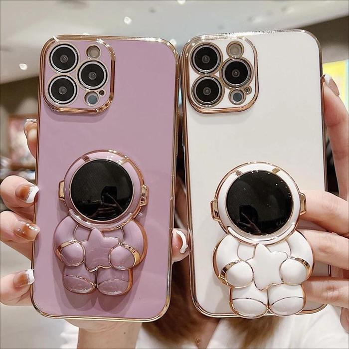 3D Astronaut Folding Stand Plating Phone Case For OPPO A95 93 S 92S