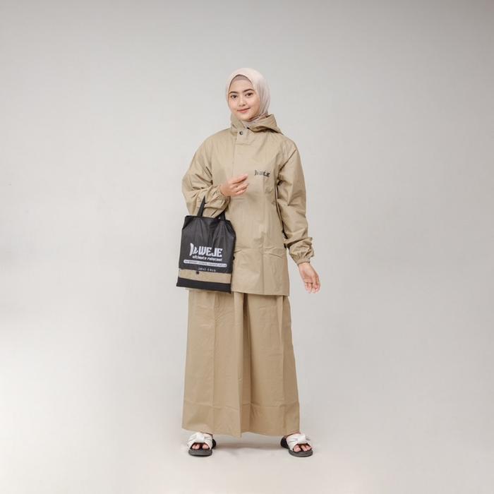 Jas Hujan Setelan Rok Wanita PVC Tebal WEJE Original