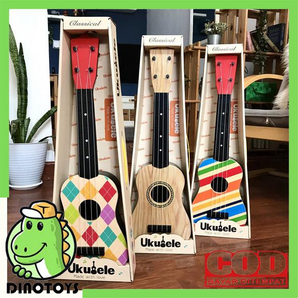 DINOTOYS MA20 Paket Alat Musik Anak Ukulele 4 Senar Plastik Tebal Premium Mainan Gitar Anak