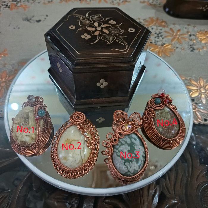 Bros Akik dan Bros Batu Druzy Ukuran 7cm x 5cm Model Cantik Unik Elegan dengan Kawat Tembaga dan Box