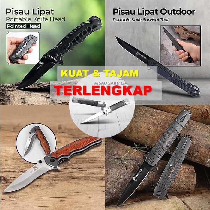 COD Bassic Pisau Dapur Lipat Browning FA 18 Outdoor Survival CS GO Pointed Head Kemah Berburu Petual