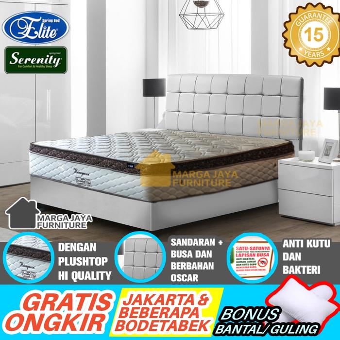 SET Kasur Springbed Elite Serenity Honeymoon Plushtop + Divan Sandaran Minimalis 120x200 160x200 180