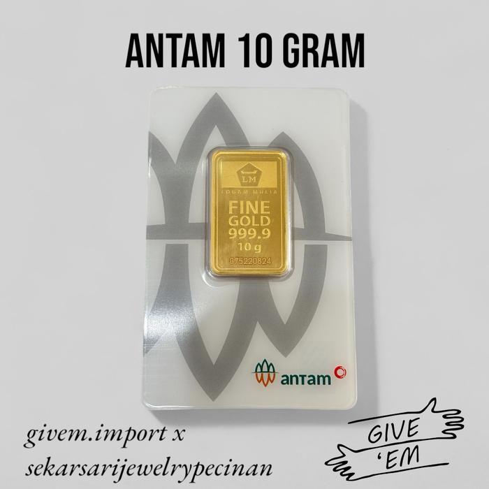 10 Gram ANTAM LM Logam Mulia Emas Batangan Investasi Press Redmark Certieye Original Asli Barcode