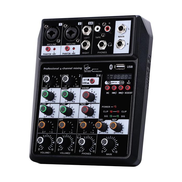 4-Channel Small BT Mixer With Reverb Effect Home Karaoke USB Live