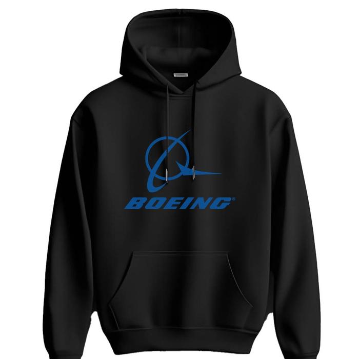 Hoodie BOEING Aircraft Premium Fleece Cloth Sweater Jacket Hood Black Hitam