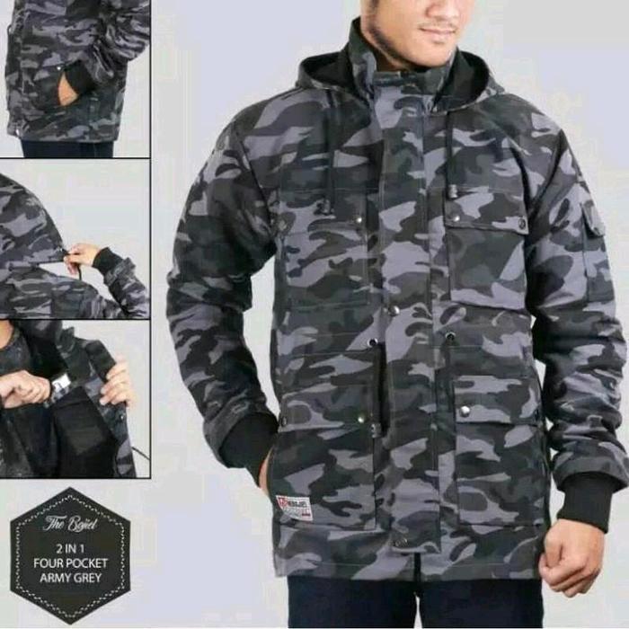 Terlaris Jaket Parka Loreng Hitam Abu Bahan Kanvas Bisa Bayar Di Tempat Pria Canvas Tebal Distro Ker