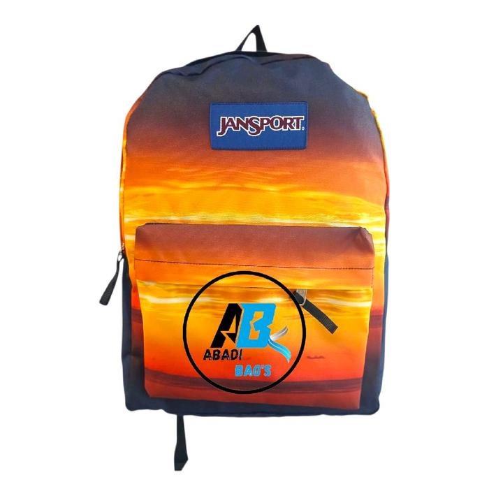 Jansport Tas Ransel Motif Sunset Terbaru untuk Pria/Wanita - Backpack Sekolah Hitam Bahan Ringan & P