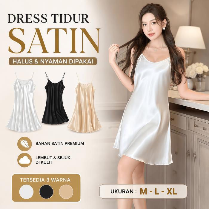 Baju dinas malam wanita Daster Tidur Satin Silk Import Premium Wajib Punya Slip Dress Sexy Silk Kore