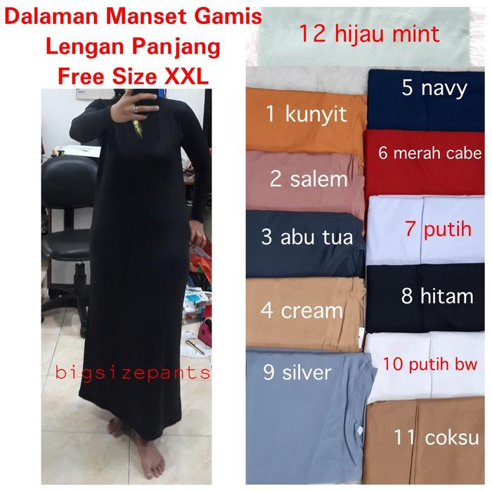 MANSET DALAMAN GAMIS PANJANG PESTA MURAH/GAMIS POLOS DALEMAN UNTUK INNER GAMIS DALAMAN KEBAYA BROKAT