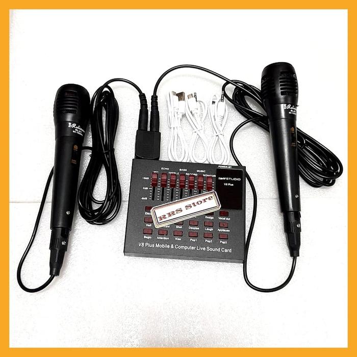 paket Live Mixer Audio USB External Soundcard Broadcast Microphone V8 - V8bluetooth Sound card V8 Mi