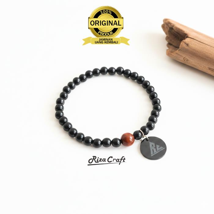 Gelang Tasbih Kayu Kokka Kokah Kaukah Asli Arab Hitam Aesthetic Bersertifikat Custom Nama Logo Inis