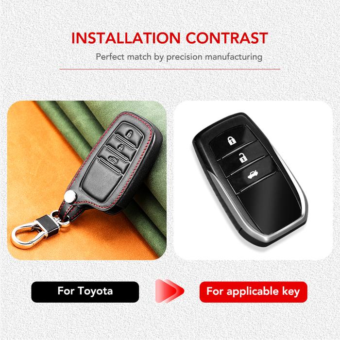 Penutup Casing Kunci Mobil Kulit 3 Tombol untuk Toyota Hilux Innova
