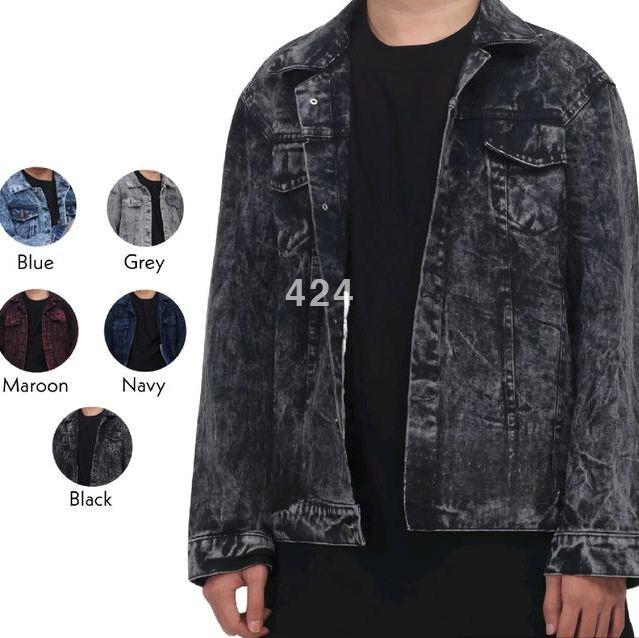 Jaket Jeans Pria 424 Warna Sandwash Hitam Biowosh Hitam Mustrad Army Hitam Marron Bahan Denim Sandwa