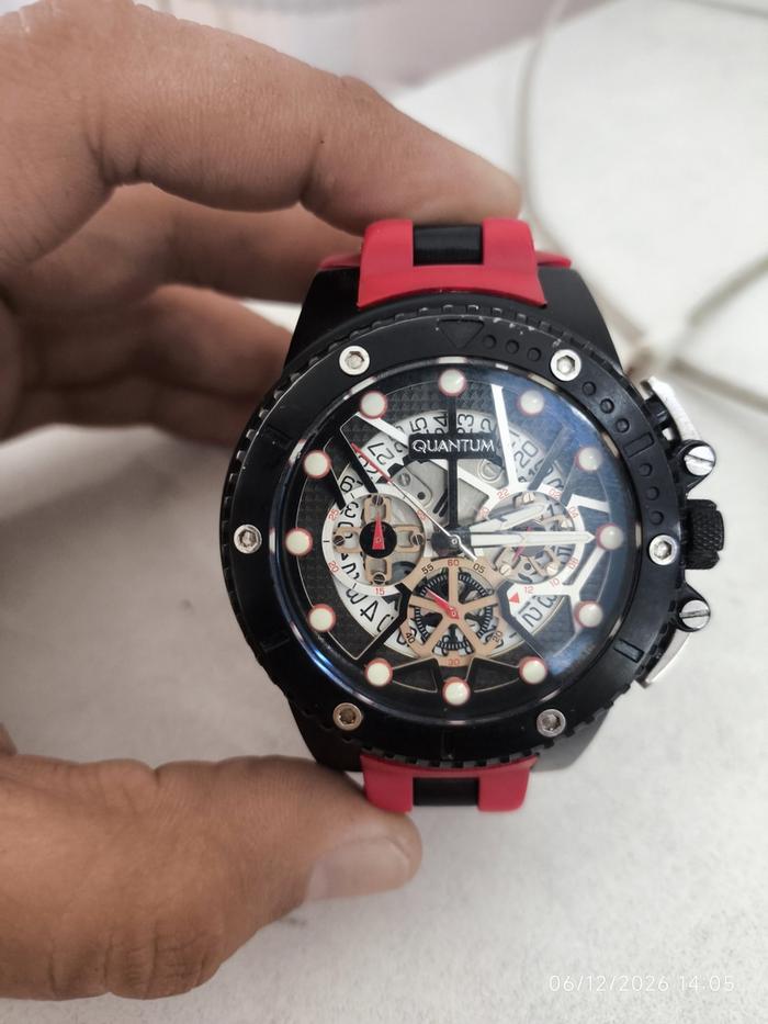 Jam Tangan Pria Quantum Hunter Hng535.658 Rubber Merah Original