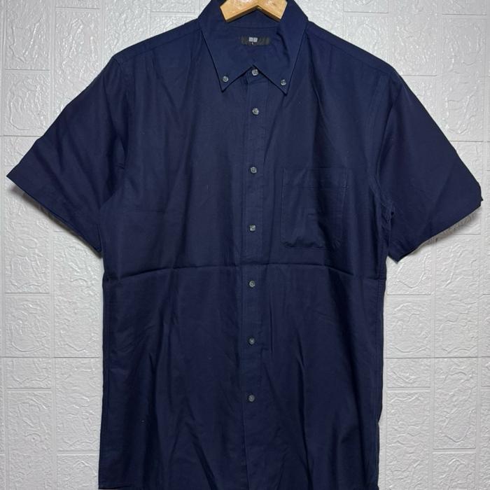 KEMEJA UNIQLO NAVY XL/KEMEJA CASUAL/KEMEJA SHORT SLEEVE/SECOND THRIFT