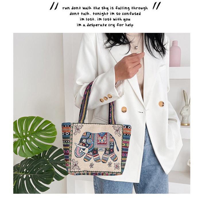 Mall Tas Totebag Wanita Fashion Retro Korea Dengan Resleting Tas Bahu Kanvas Bag01 Plastik Tote Canv