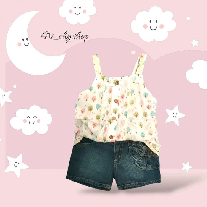 Atasan+Bawahan Anak Perempuan Import Motif Bunga - Larkee - Fashion, Bahan Katun 100%, Cantik dan Si