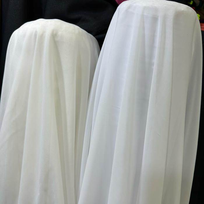 Kain Sifon Polos Putih Bersih - Bahan Tipis Lembut untuk Baju dan Kerudung (Per Meter) Panjang karak