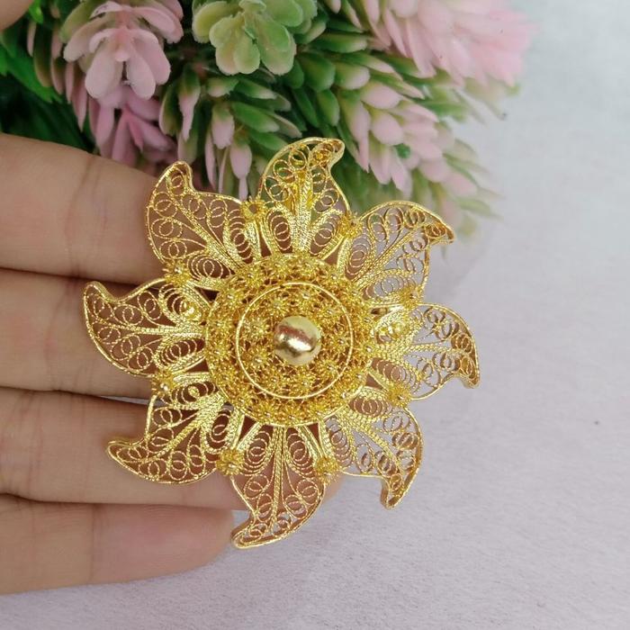 Bros Matahari Lapis Emas Liontin Matahari Lapis Emas