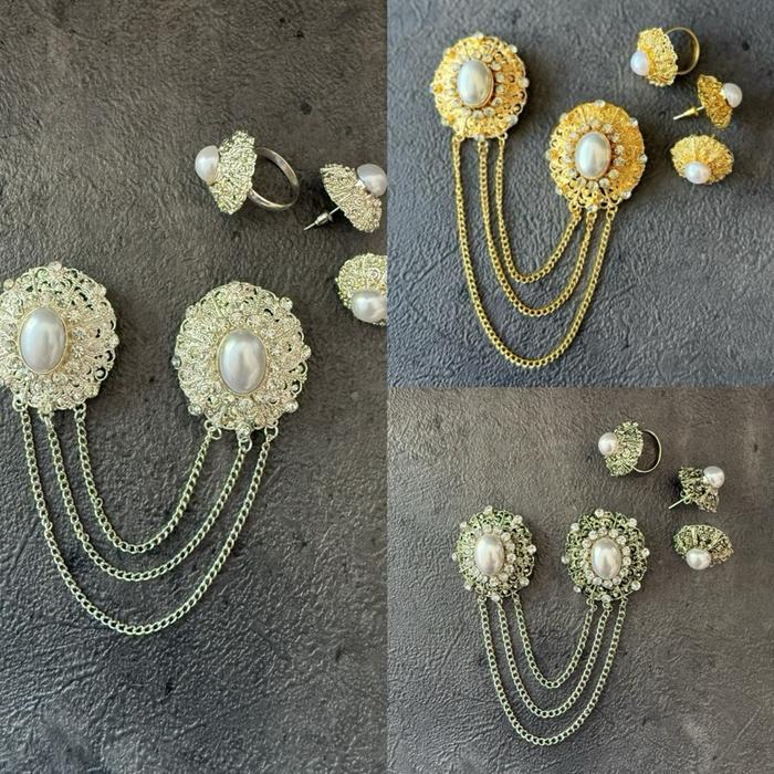 Set bros kancing adelia skrup gold / silver / bakar hiasan kebaya bali