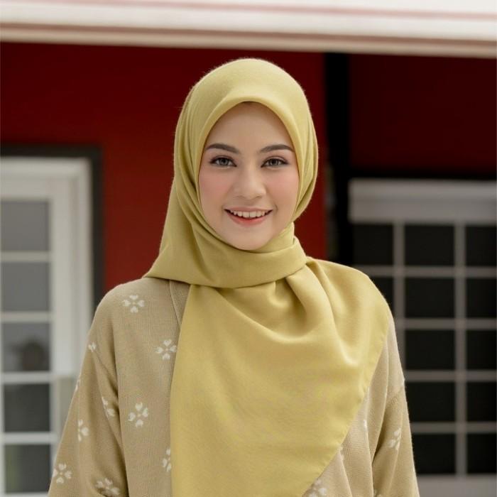 I❤7A Nibras Hijab Nandini Klim Warna Krem Khaki Jilbab Segiempat Voal Ori I✓87