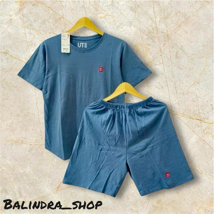 Set Cel Onset Pendek Uniqlo Bahan Lembut Adem Wanita Setelan Katun Dewasa Celana Baju