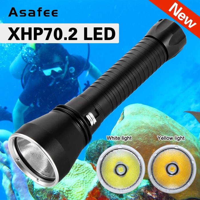 Asafee A26 100M Bawah Air XHP70.2 LED Senter Scuba Diving Senter