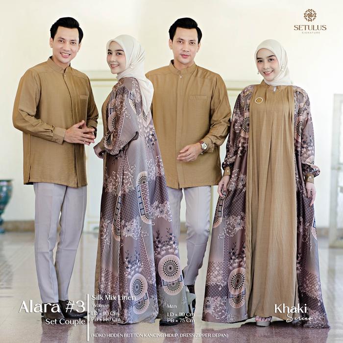 Alara set couple by TULUS SIGNATURE (oneset setelan dress motif dan kemeja koko panjang, setelan cou