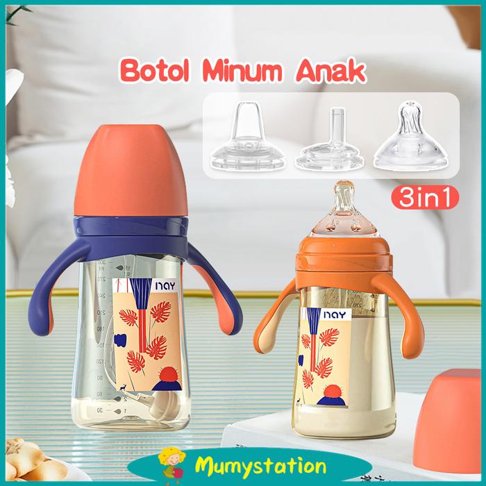 Mumystation 3in1 Botol Susu Bayi Botol Minum Sedotan Anak Bayi Anti Tumpah