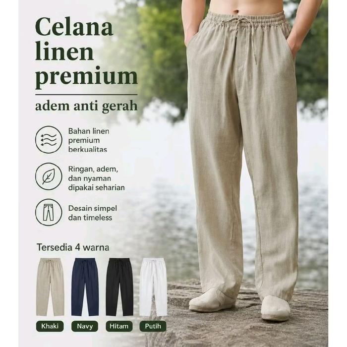 Celana katun linen terbaru, celana katun linen pria