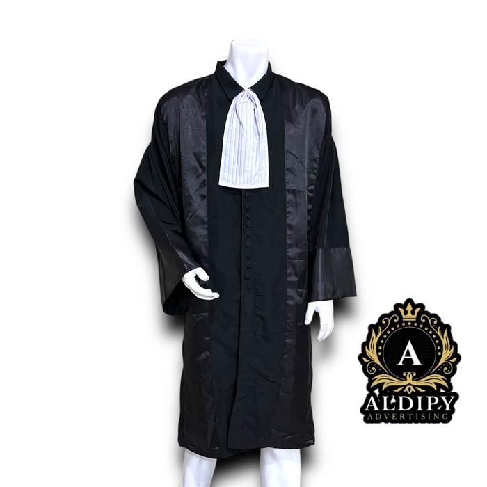 Promo Toga Advokat Jaksa Peradi Toga Lawyer Bahan Jet Black Krah Kemeja + Pin Peradi Dan Stiker Pera