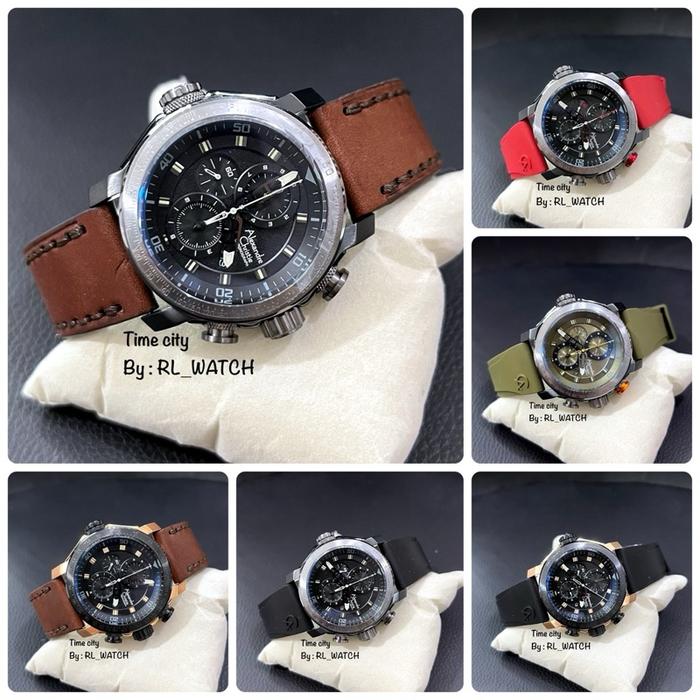 Jam Pria Alexandre Christie AC6565 Batterai Karet-Kulit