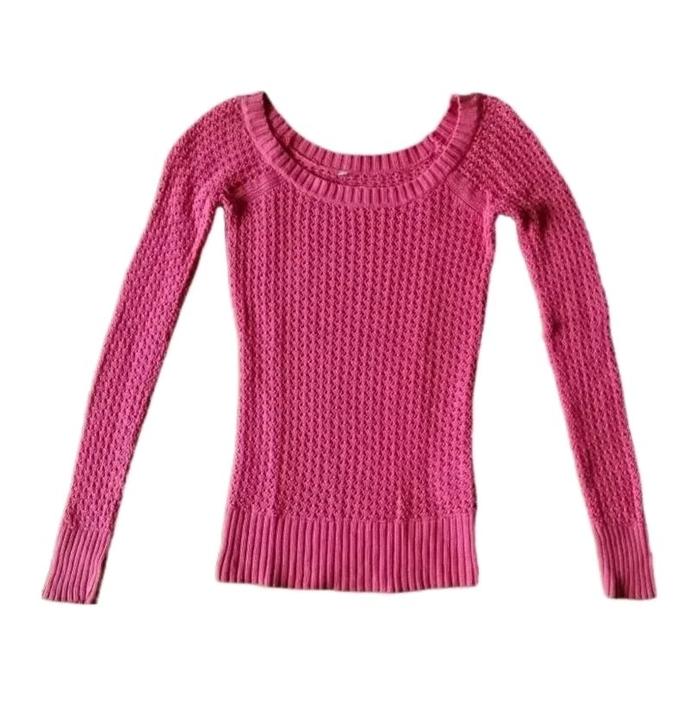 Y2K Guess Fuschia Open Knit Sweater Barbiecore Woman Rajut Cewek Wanita Original Second Japan Korea 