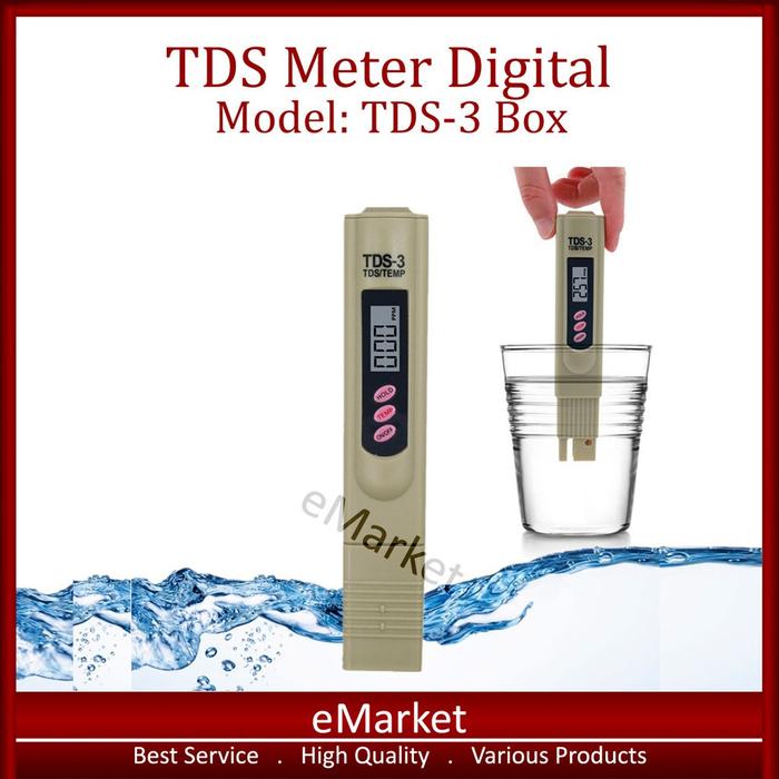 TDS Meter Digital TDS-3 Box / Alat Ukur Hidroponik / PPM Nutrisi Kualitas Air