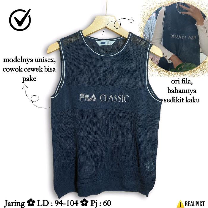 FILA Original Vest Jaring Size M Rompi Olahraga Branded Super Mewah Navy Biru Dongker Birdong Golf C