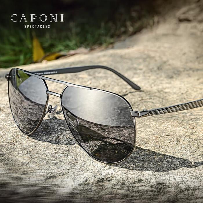 Kacamata Hitam Pilot Polarized Photochromic Carbon Fiber Sunglasses UV400 Model BS23862
