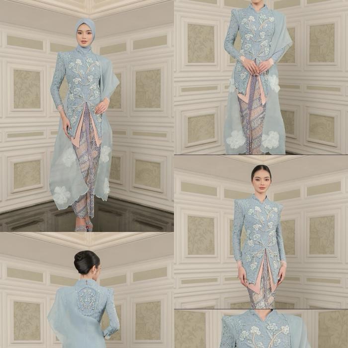 Sewa Kebaya Ivory Studio RTW - Vice Versa | Cotton Upon the Wind Kebaya in Dust Blue on Dusty Pink