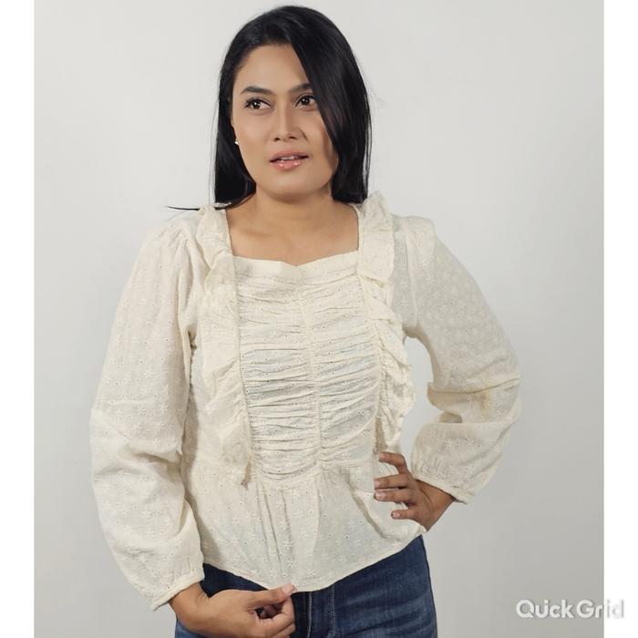 BG 03 Blouse bordir bunga-bunga kecil