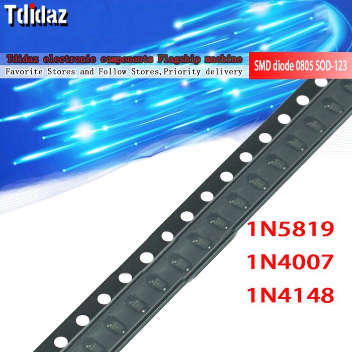 100 Buah SMD Diode 0805 SOD-123 1N5819 1N4007 1N4148 SOD123 SOD-323