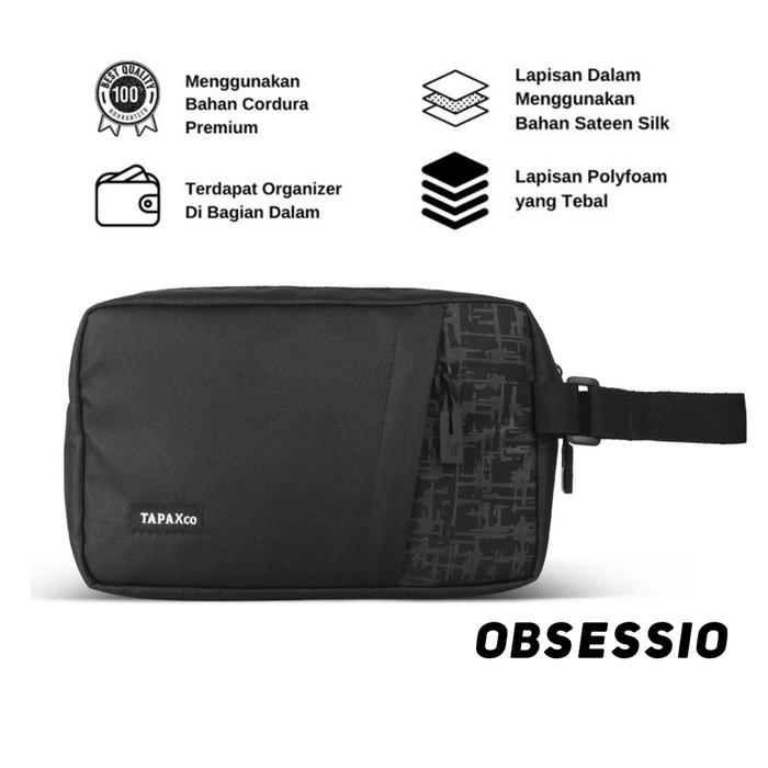 Hand Bag Pria Asli Original Waterproof Premium Kecil Keren B Hitam Anti Air Cluch Pouch Travel HP Pu