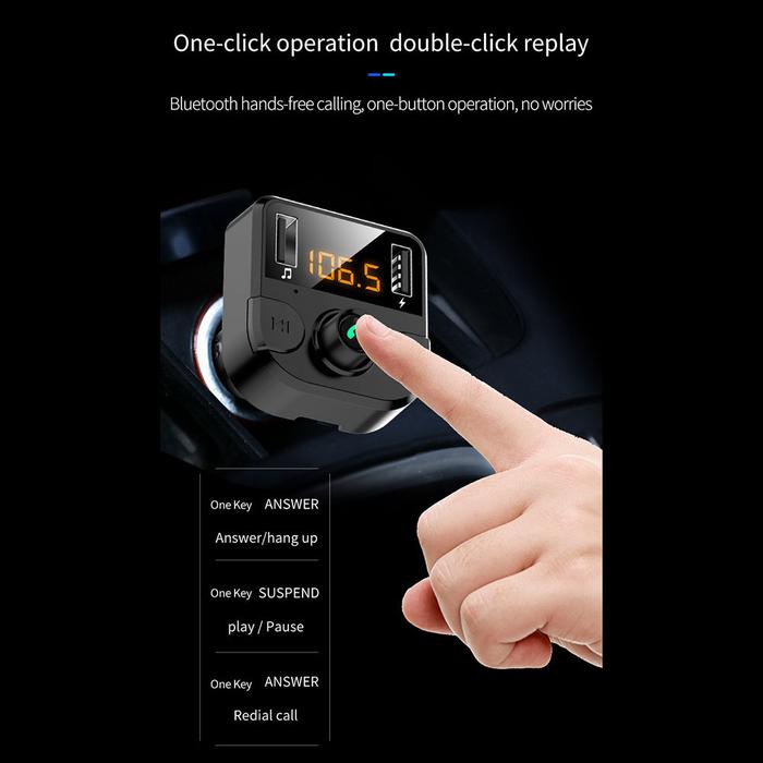 Car 2 USB Fast Charger Bluetooth-compatible Dongle MP3 FM Receiver