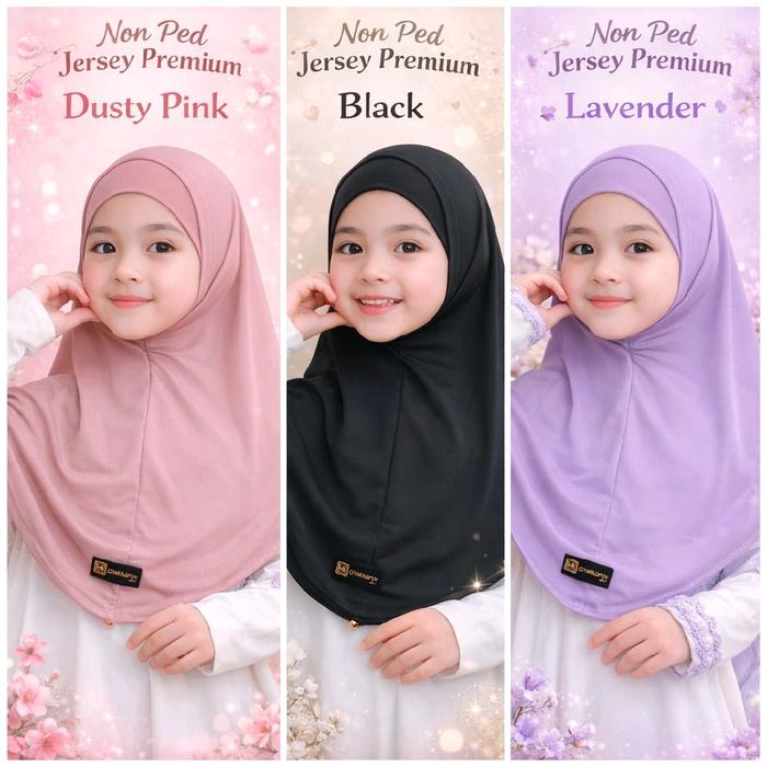 HIJAB ANAK NON PED BERGO INSTAN JERSEY PREMIUM HIJAB INSTAN ANAK MUSLIMAH Kerudung By.AmaliyahHijab