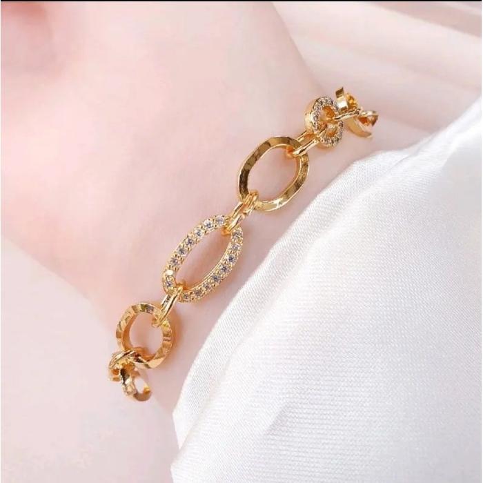 PROMO Gelang Emas 24 Karat 5 gram Rantai Nuri Besar Permata Elegant Lapis Emas Dan Perak anti luntur