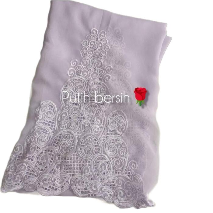 Kebaya Terbaru Bordir Saraswati Putih Bersih dengan Detail Bordir Elegan Wanita