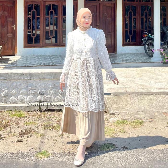 Anaya Outer Dress-Brokat Outer-Rompi Brokat-Outer Kondangan Kekinian-Outer Tulle-Outer Tile Dotty-Ro