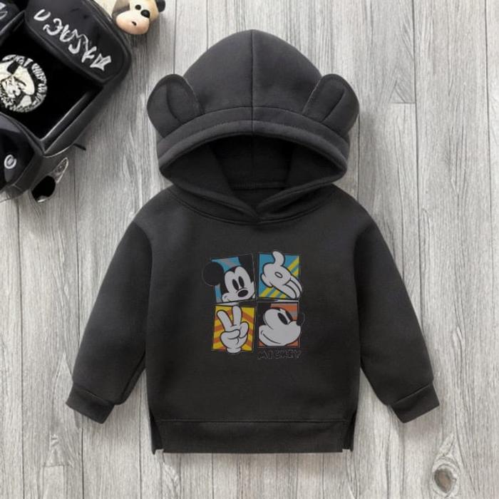 sweater anak perempuan hoodie anak kuping kelinci mickey mouse lucu